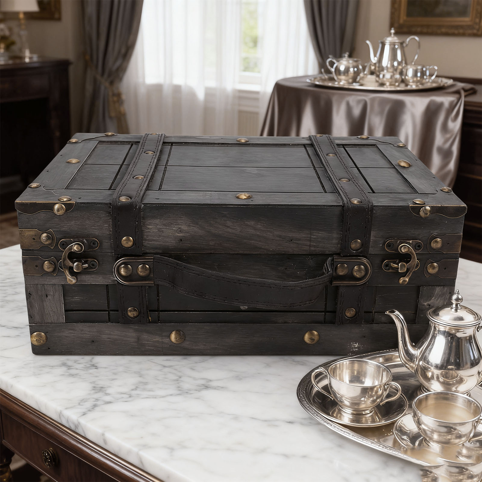 Retro Vintage Trunk Suitcase - Coffre de rangement en bois vintage
