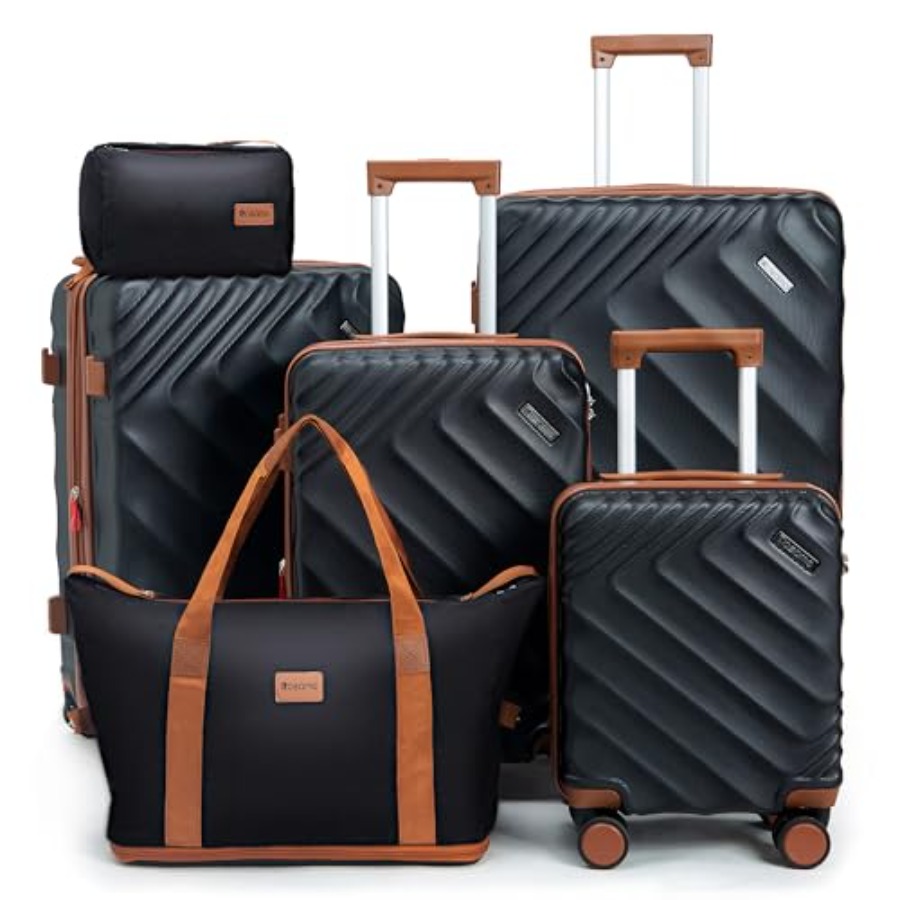 Expandable Hard Shell Luggage Set - Ensemble de 6 valises rigides extensibles,