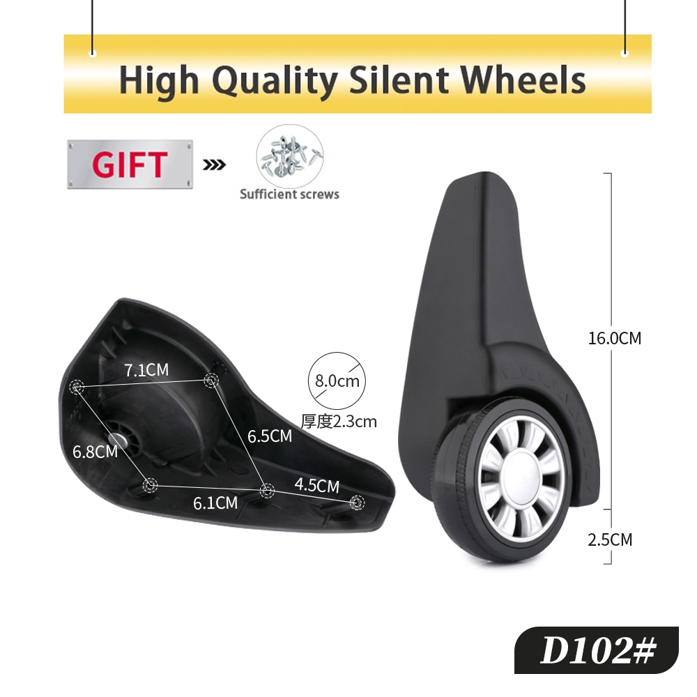 Silent Replacement Luggage Wheels - Réparation de valise à tige large,