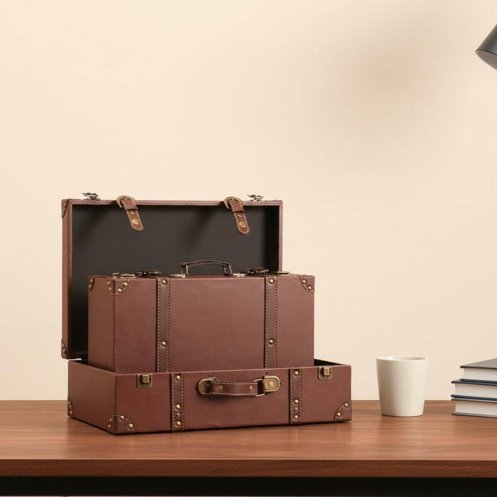 Retro Vintage Trunk Suitcase - Valise vintage rigide effet cuir, coffre