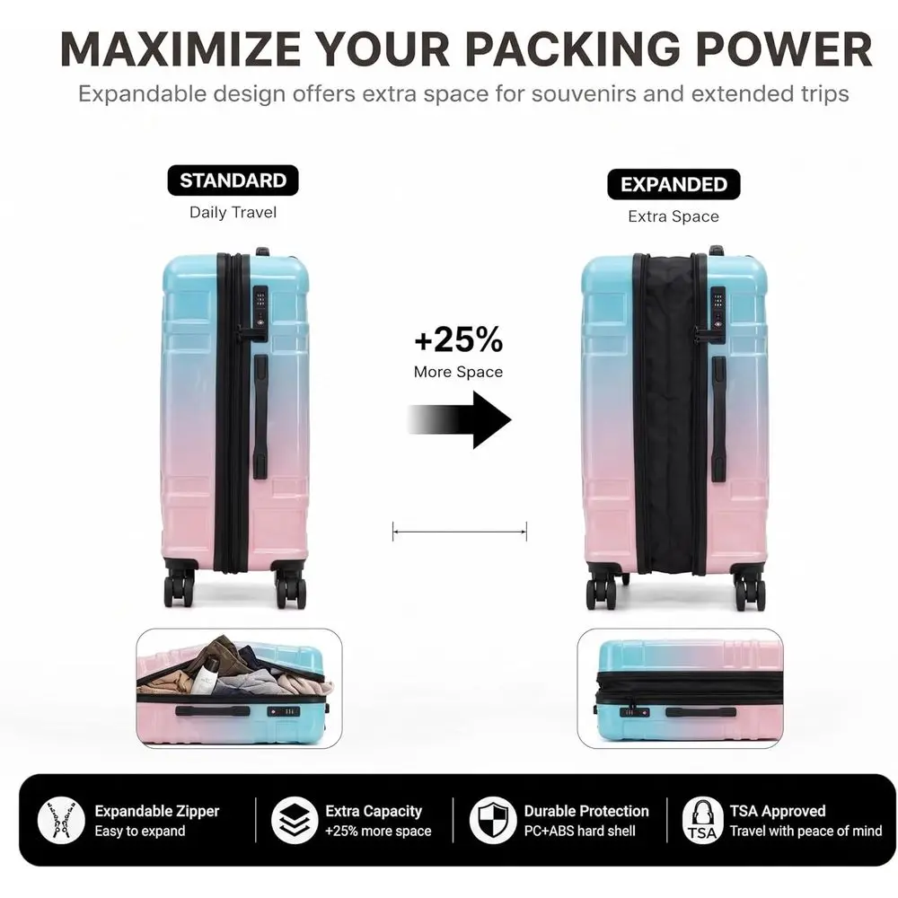 Ensemble de 5 valises rigides, - Expandable Hard Shell Luggage Set avis et prix