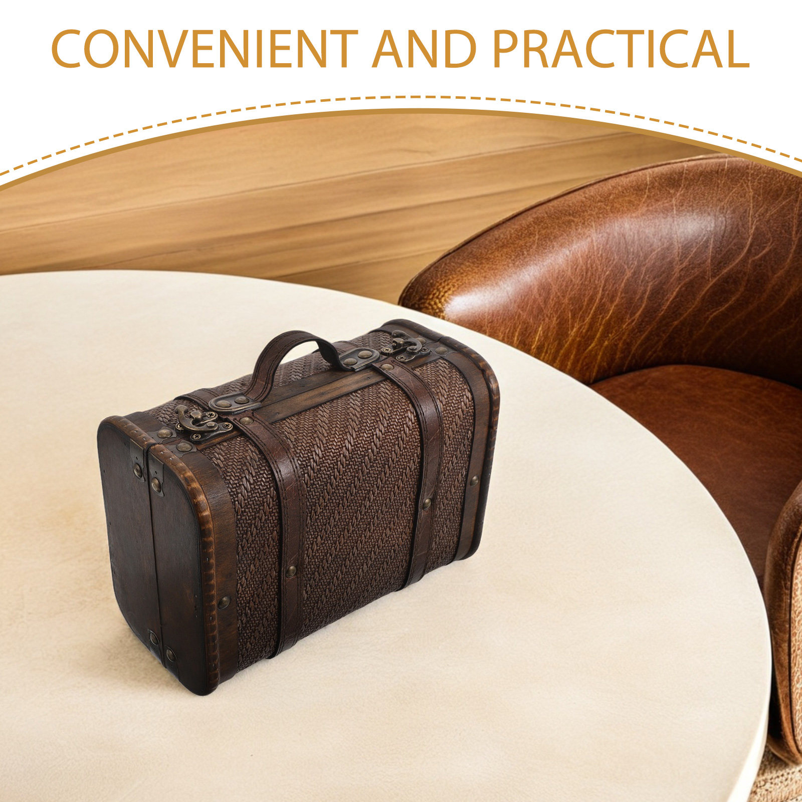 Valise vintage en bois, boîte  - Retro Vintage Trunk Suitcase avis et prix