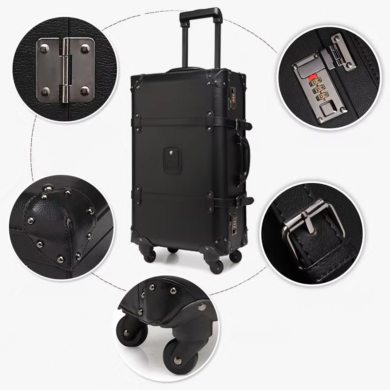 Nouveau rétro bagages roulants - Retro Vintage Trunk Suitcase avis et prix