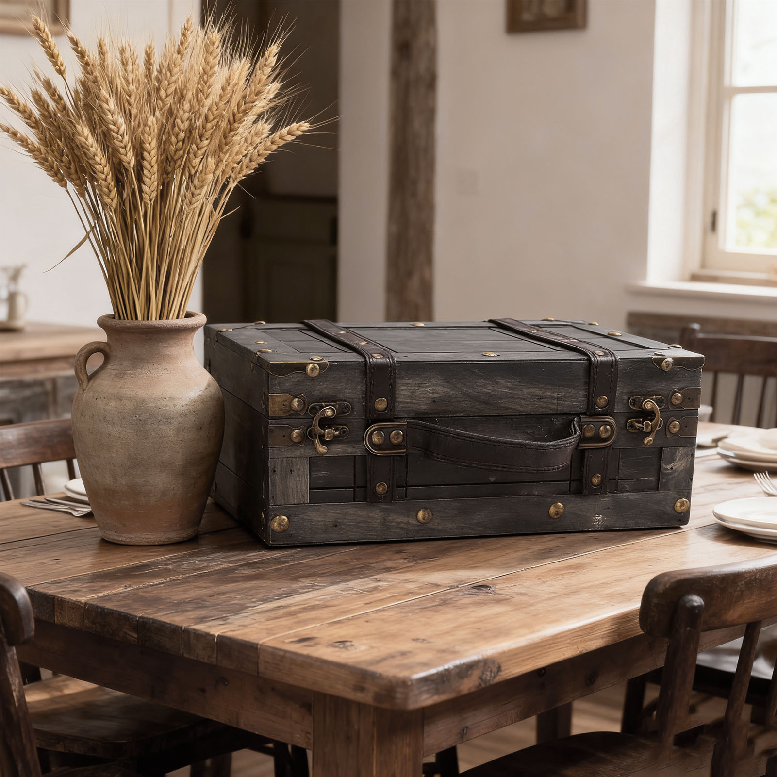 Coffre de rangement en bois vi - Retro Vintage Trunk Suitcase avis et prix
