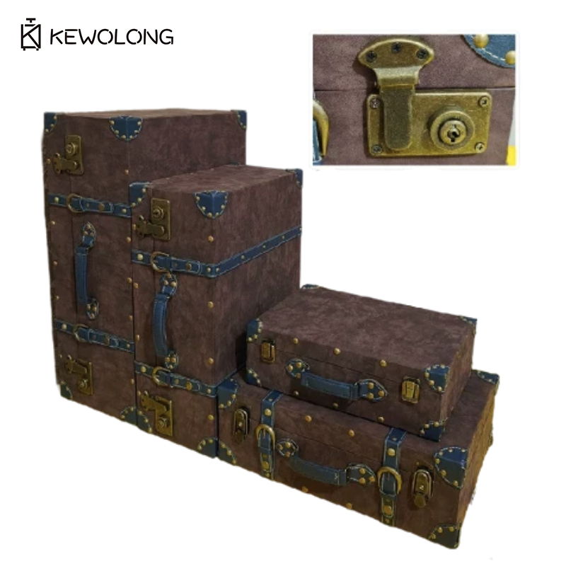 Valise de rangement en cuir vi - Retro Vintage Trunk Suitcase avis et prix